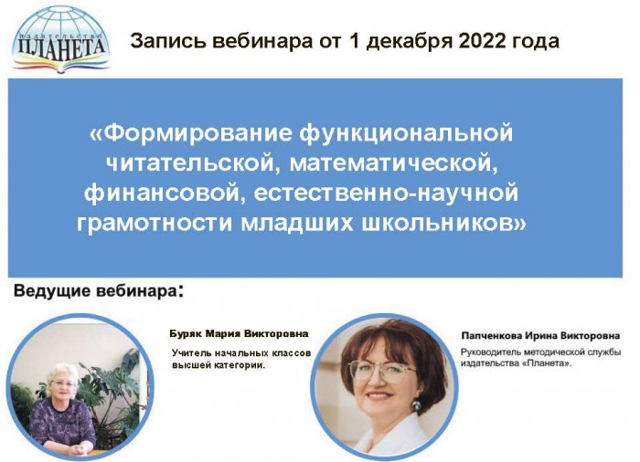 Формирование функциональной математической, финансовой, естественно-научной грамотности младших школьников